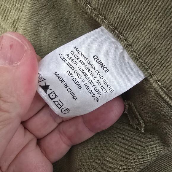 Quince Wide Leg Crop Pants Olive Green Army Green EUC Size 32 - Picture 4 of 10